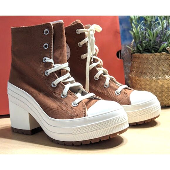 NIB Converse Chuck 70 Brown De Luxe Heel Hi Top Unisex Platform Shoes W9 M7 - Picture 3 of 14